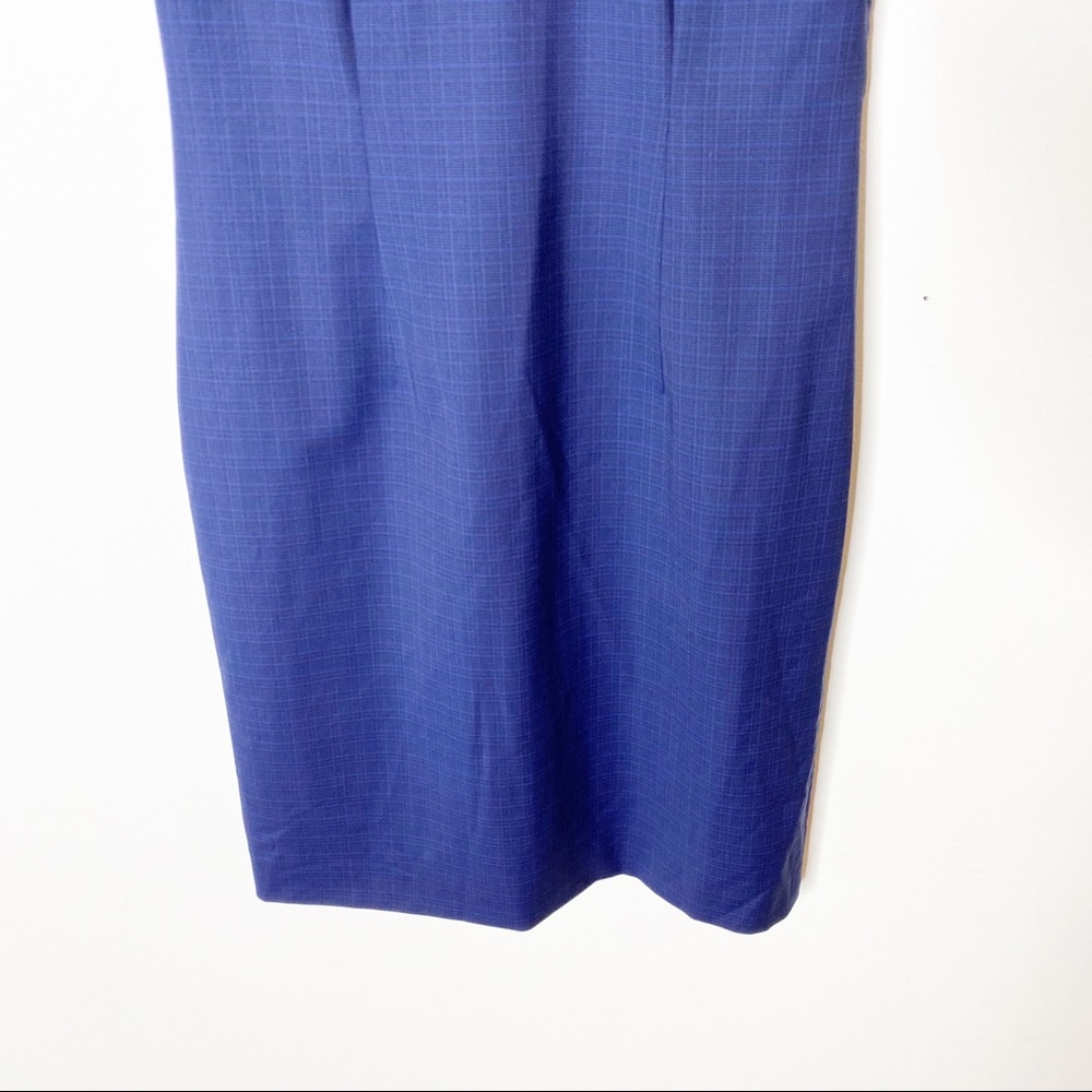 Hugo Boss Plaid Dristie Virgin Wool Blue Dress 4 - Picture 4 of 8